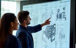 Engineer presenting machinery designs