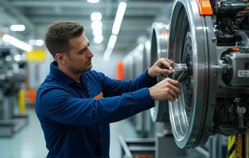 Technician servicing industrial equipment