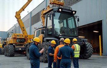 Team installing machinery at a customer facility